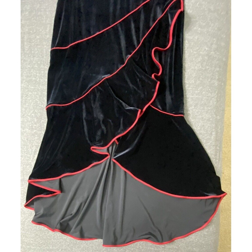Vintage Niki Livas Dress 14W Black Red Velvet Whimsigoth Halter HOCO Vamp Formal - Picture 10 of 16